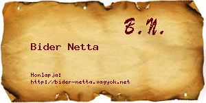 Bider Netta névjegykártya